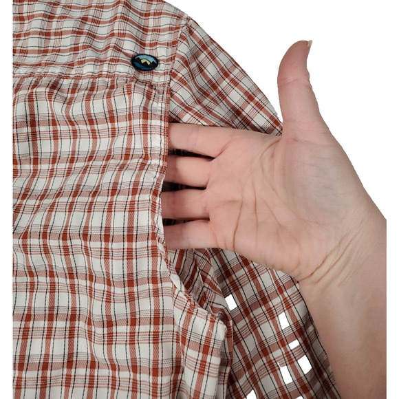 Wrangler Outdoor Mens Button Up Shirt Vented Utility Orange Plaid Size 2XT - Picture 7 of 13